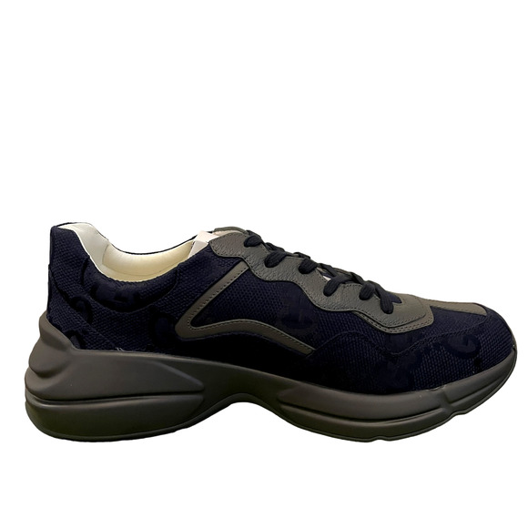 New GUCCI GG Supreme Maxi BLUE Gray Canvas Rhython Sneakers Men's 12 | US 12.5 - Picture 2 of 16